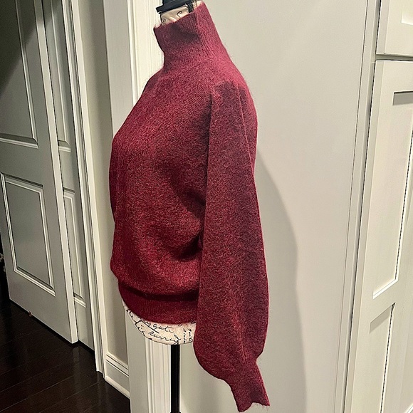 7 For All Mankind Mohair Wool Blend Balloon Sleeve Mock Neck Pullover Sw… - Picture 7 of 16